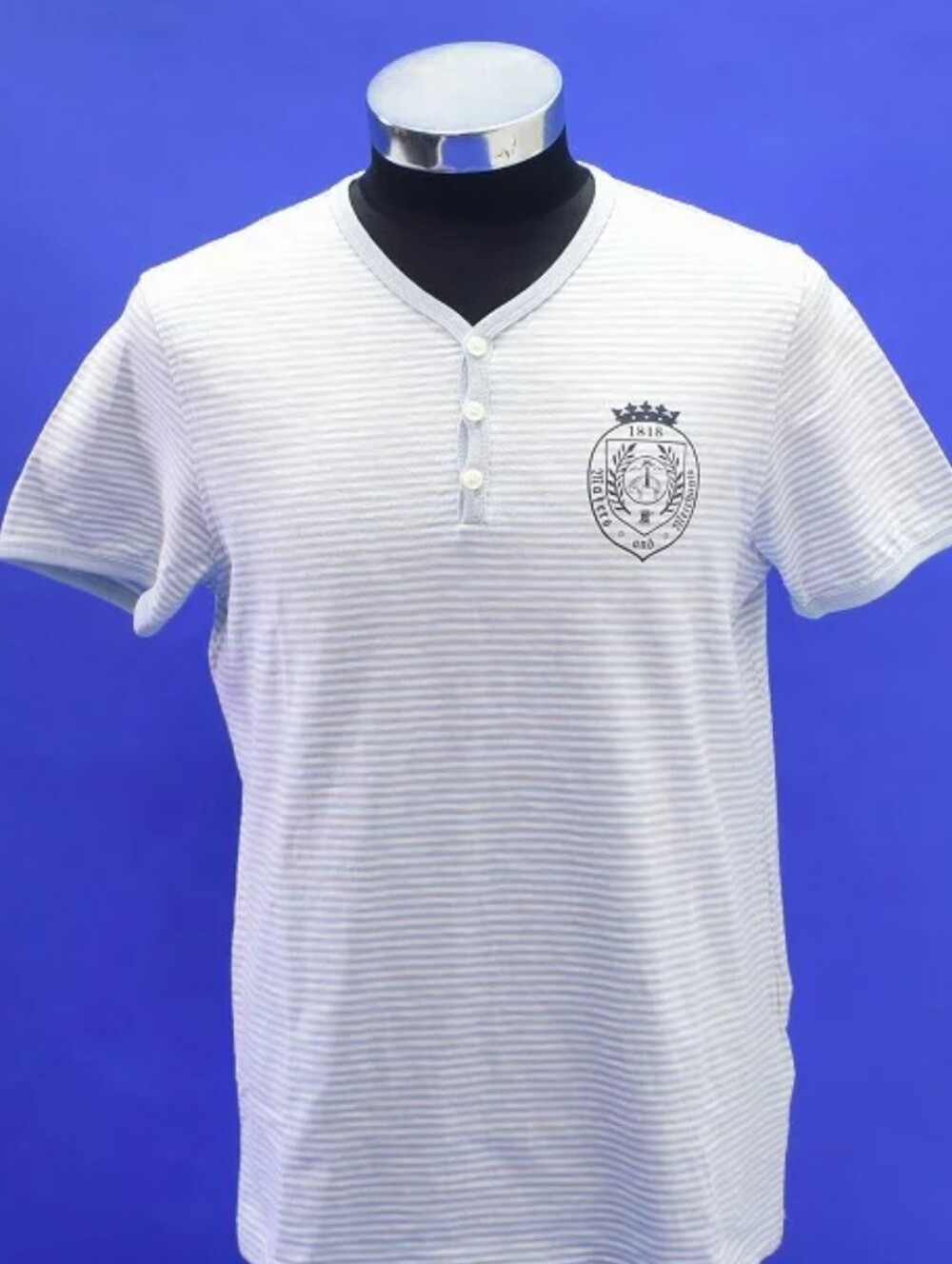 Brooks Brothers Mens Short Sleeve Cotton Button Henley Tee T-Shirt Blue Sz L